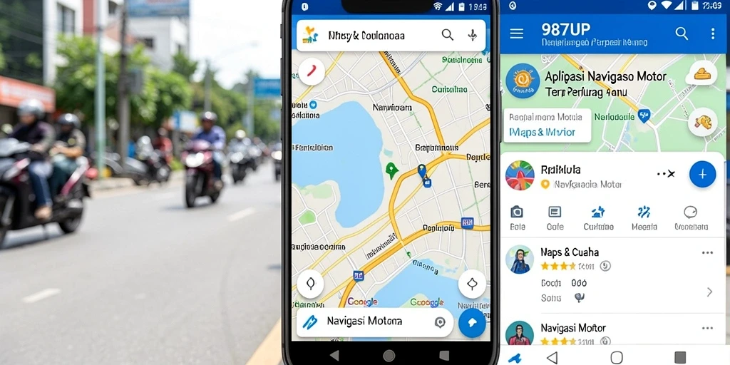 Tampilan antarmuka aplikasi Navigasi Motor 987UP yang user-friendly.