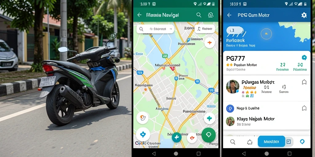 Antarmuka PG777 yang user-friendly untuk navigasi motor.