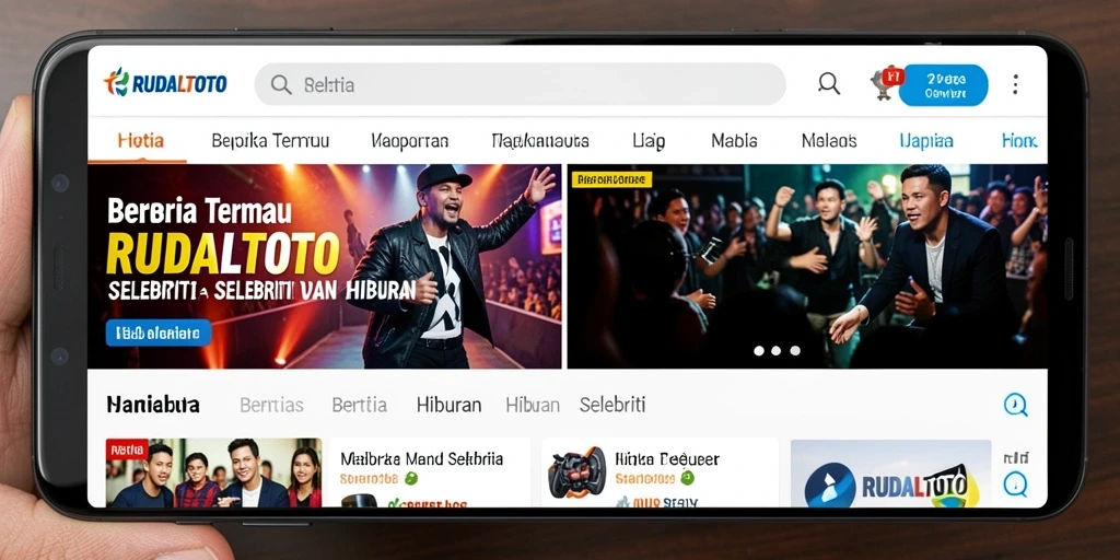 Tampilan antarmuka RUDALTOTO dengan berita selebriti terbaru.