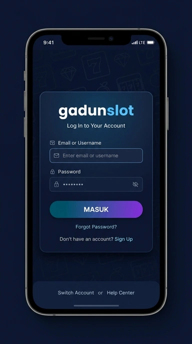 Tampilan halaman login gadunslot